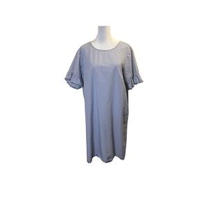 Beach Lunch Lounge Nautical Blue and White Stripe Midi Dress Women Size Large